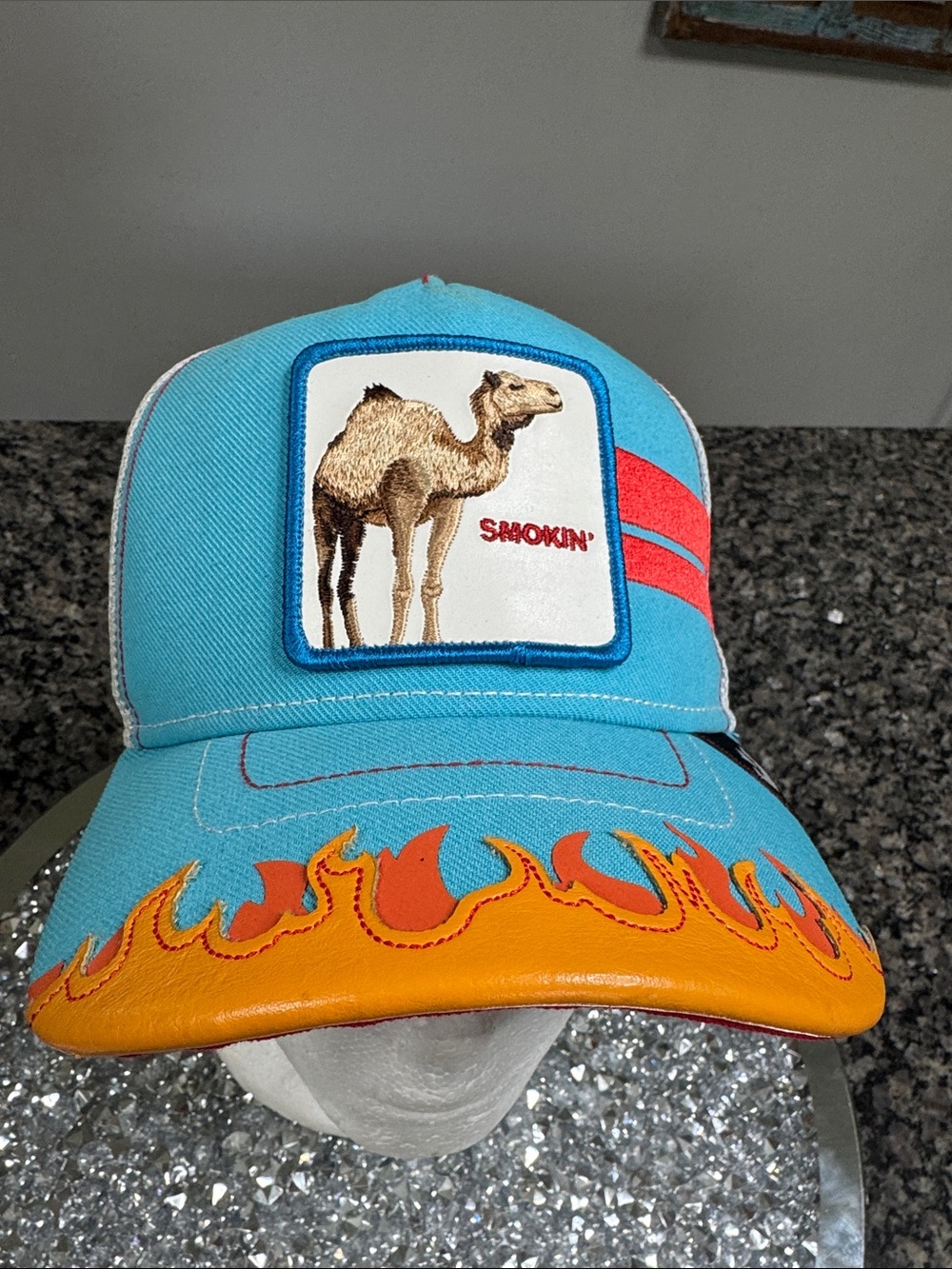 Goorin Bros Camel Patch Turquoise & Orange Flame Cap - Shokin'